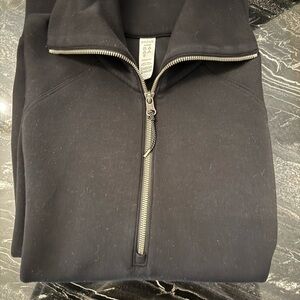 SPANX Air Essentials Black 1/4 Zip-Up Sweatshirt in Size Medium